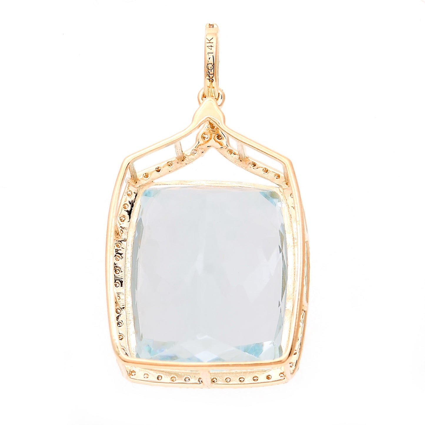 14.12 Ct Cushion Natural Aquamarine 14K Gold Pendant
