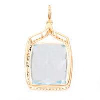 14.12 Ct Cushion Natural Aquamarine 14K Gold Pendant