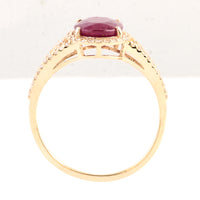 2.77 Ct Oval Mixed Cut Natural Corundum Ruby 14K Gold Ring