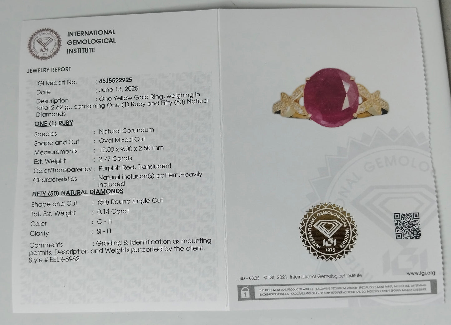 2.91 Ct Oval Mixed Cut Natural Corundum Ruby 14K Gold Ring