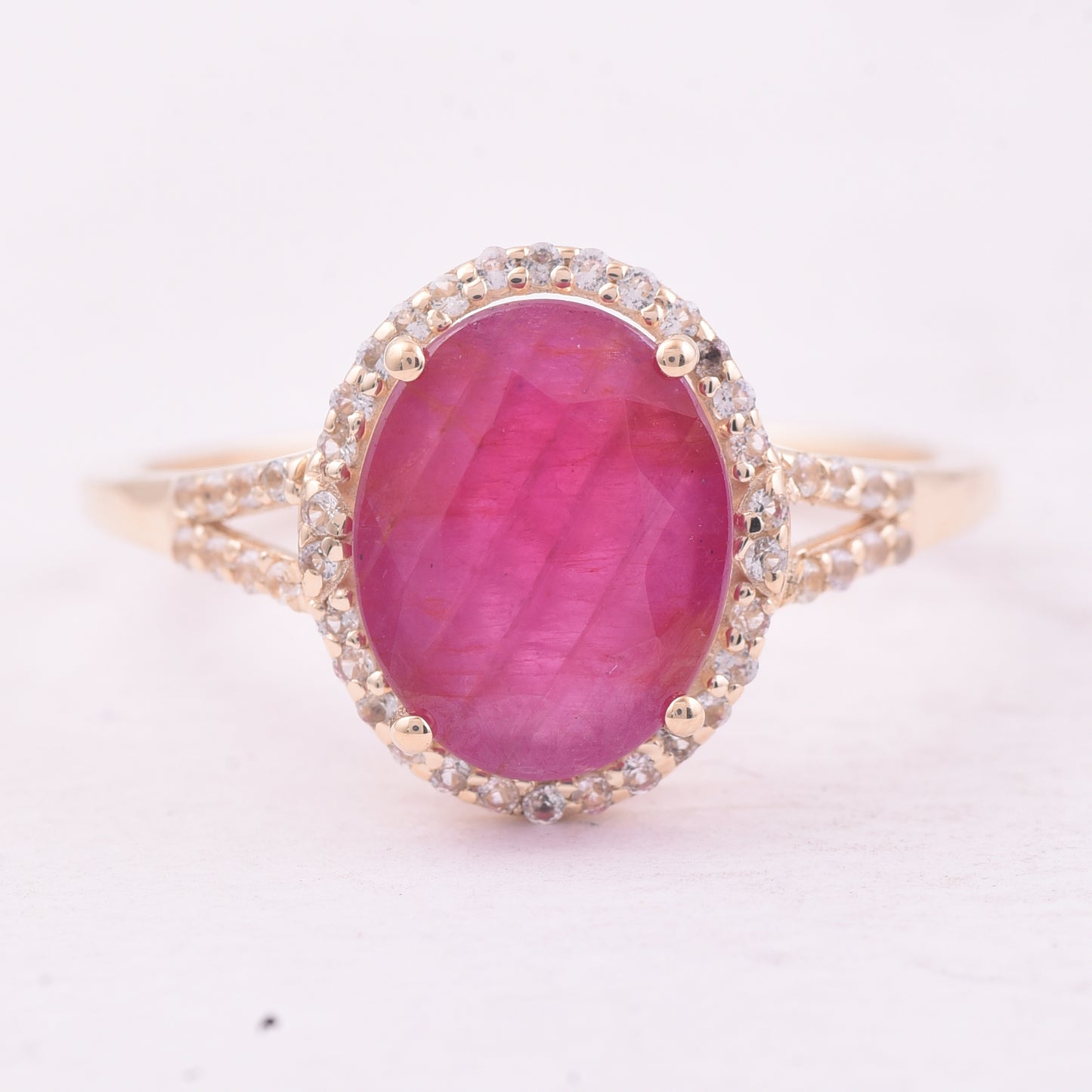 2.91 Ct Oval Ruby 9K Gold Ring