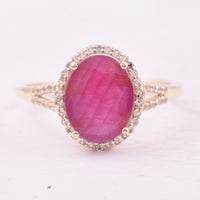2.91 Ct Oval Ruby 9K Gold Ring
