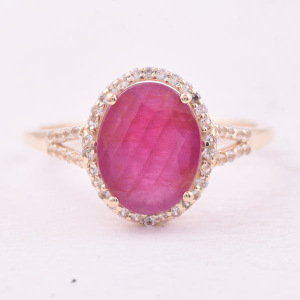 2.91 Ct Oval Ruby 9K Gold Ring