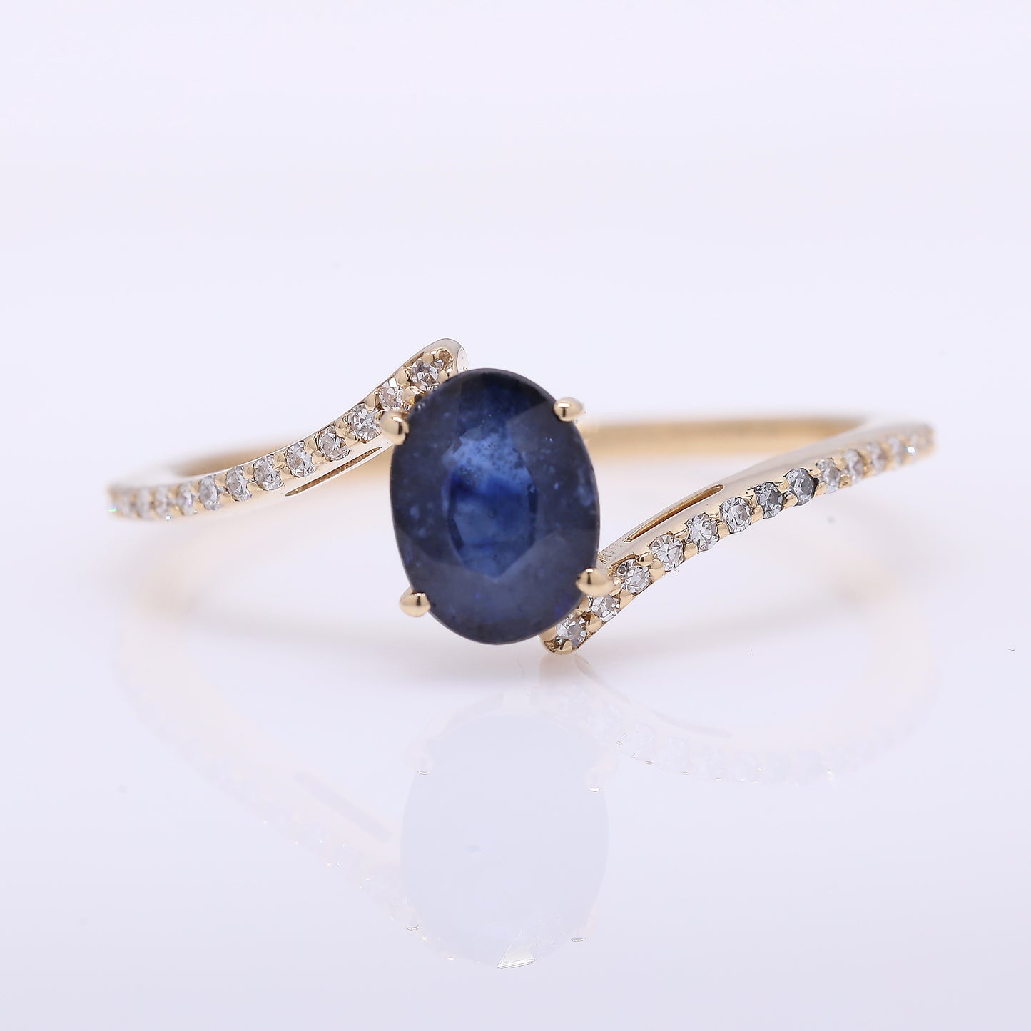 1.24 Ct Oval Mixed Cut Natural Sapphire 14K Gold Ring