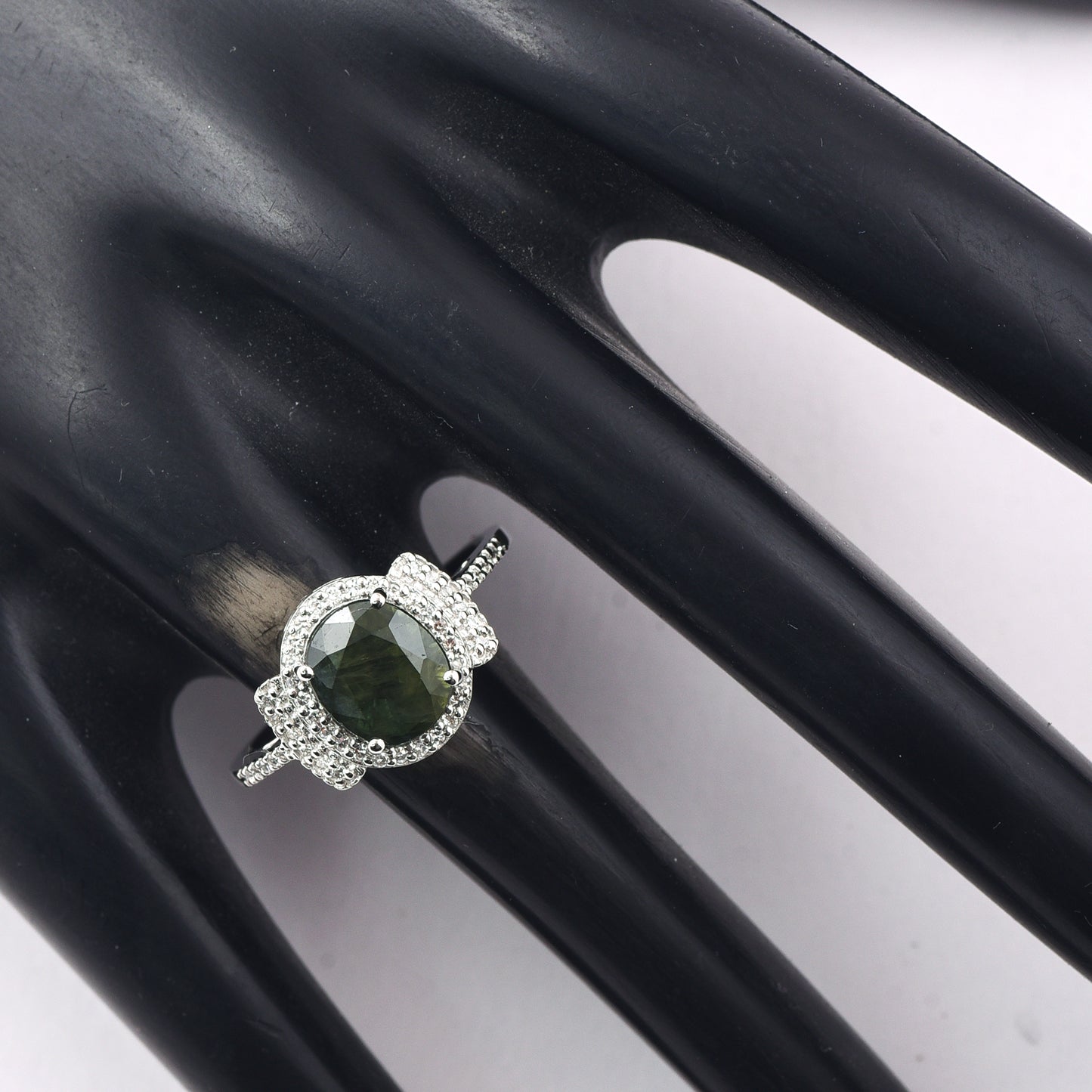 2.69 Ct Oval Mixed Cut Natural Green Sapphire 950 Platinum Ring