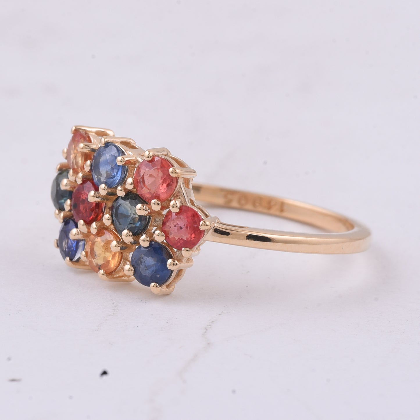 1.53 Ct Round Natural Multi-Coloured Sapphire 14K Gold Ring