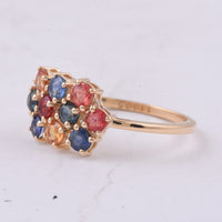 1.53 Ct Round Natural Multi-Coloured Sapphire 14K Gold Ring