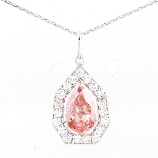 2.56 Carats Pink Lab Grown Diamond 14K Gold Pendant