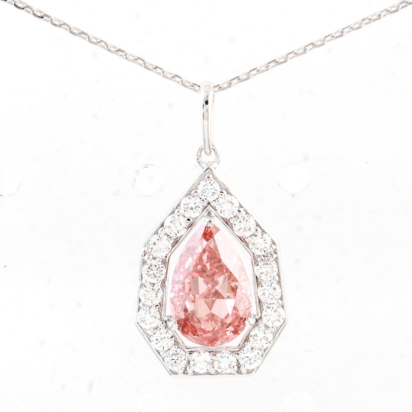 2.56 Carats Pink Lab Grown Diamond 14K Gold Pendant