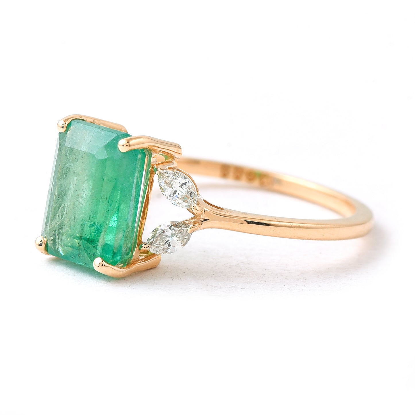 1.67 Ct Octagon Step Cut Natural Emerald 14K Gold Ring
