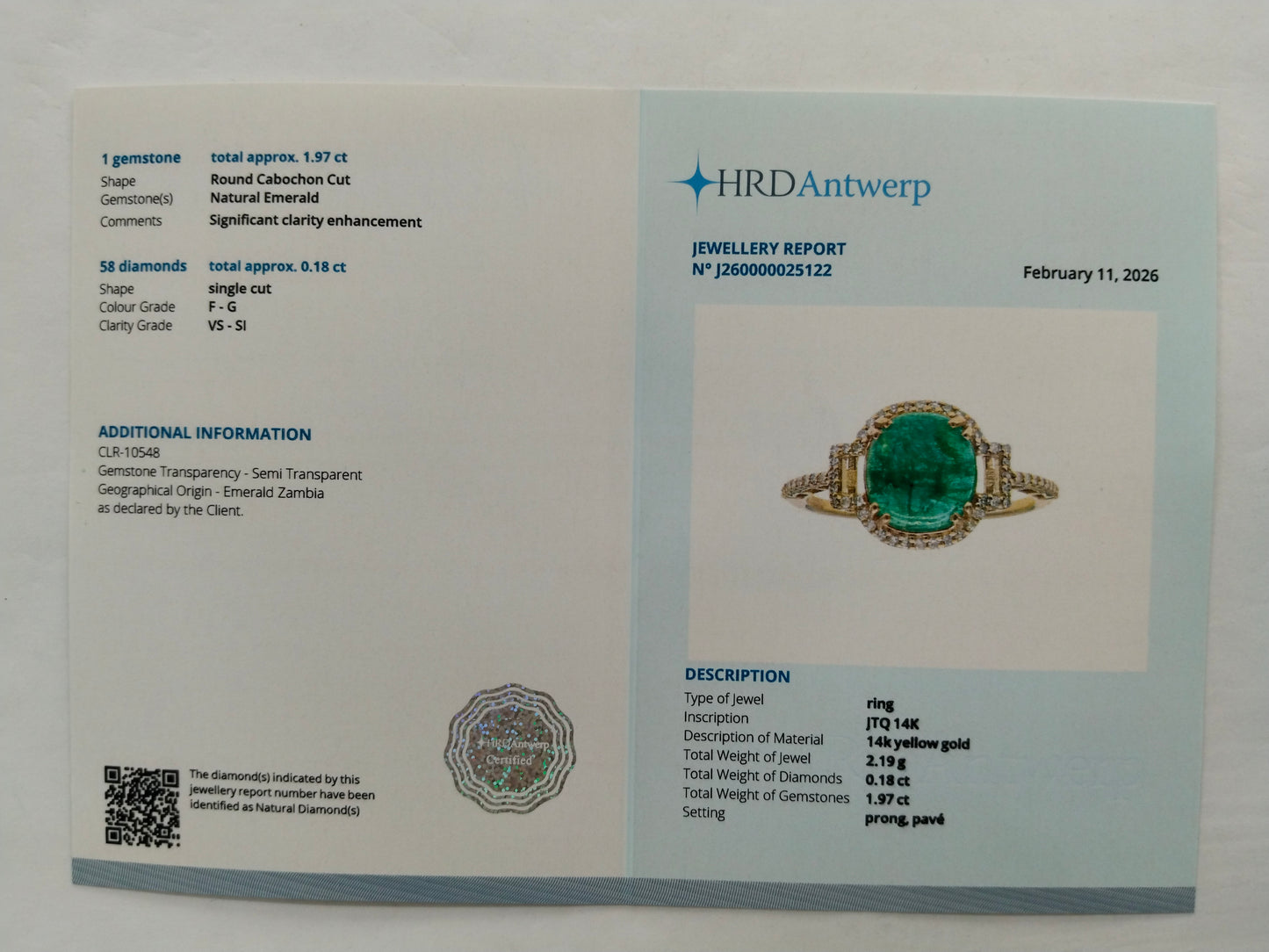 2.15 Ct Round Cabochon Cut Natural Emerald 14K Gold Ring