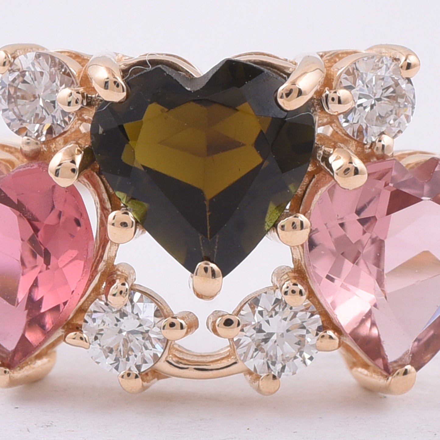 1.93 Ct Heart Natural Multi-Coloured Tourmaline 14K Gold Ring