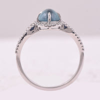1.50 Ct Oval Cabochon Cut Natural Tourmaline 950 Platinum Ring