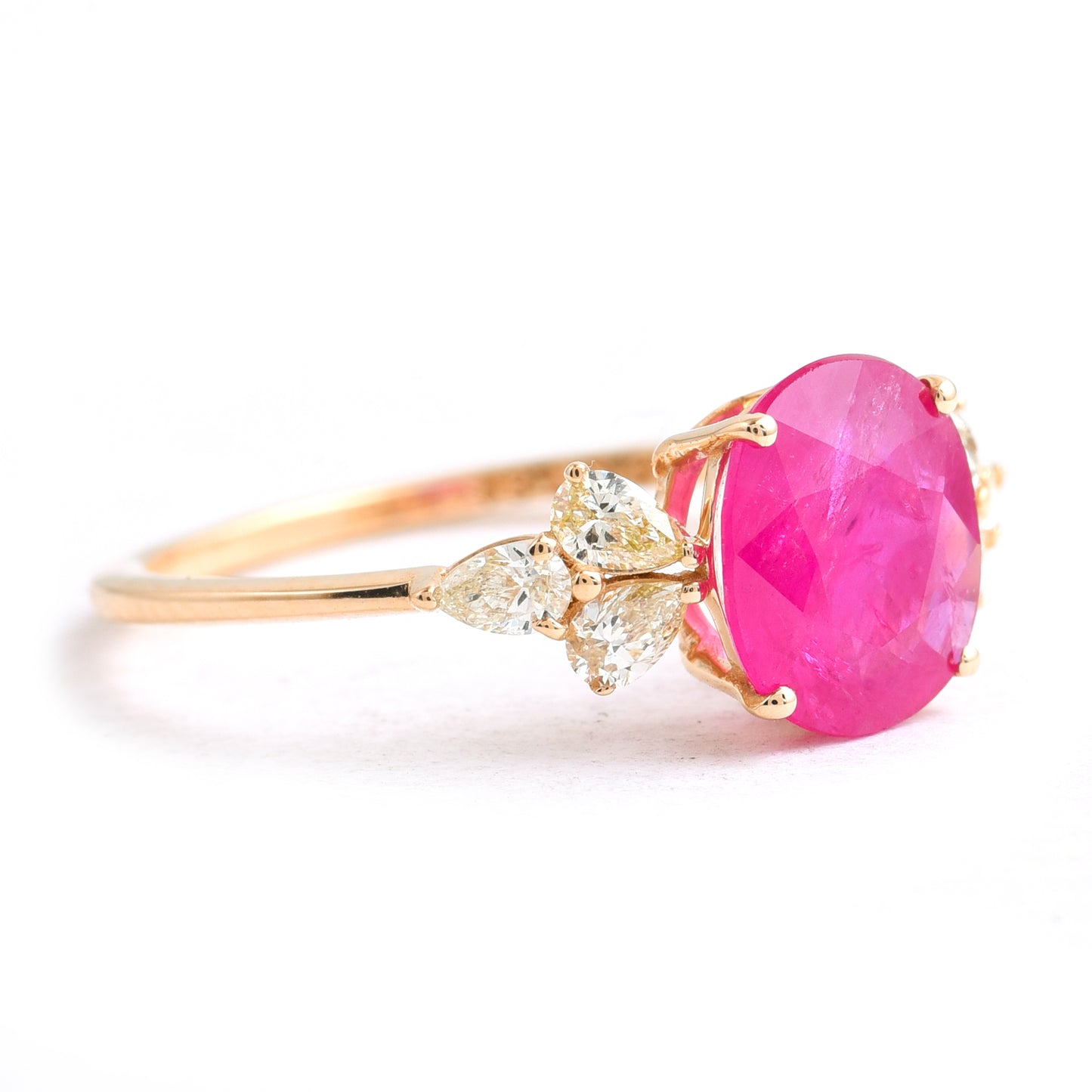 1.37 Ct Oval Mixed Cut Natural Ruby 14K Gold Ring