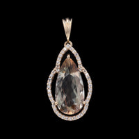 2.96 Ct Pear Mixed Cut Natural Sunstone 14K Gold Pendant