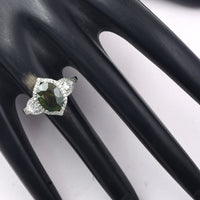 3.53 Ct Oval Mixed Cut Natural Green Sapphire 950 Platinum Ring