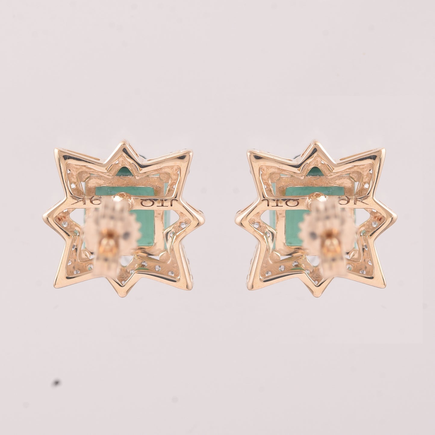2.41 Ct Square Emerald 9K Gold Earrings