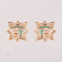 2.41 Ct Square Emerald 9K Gold Earrings
