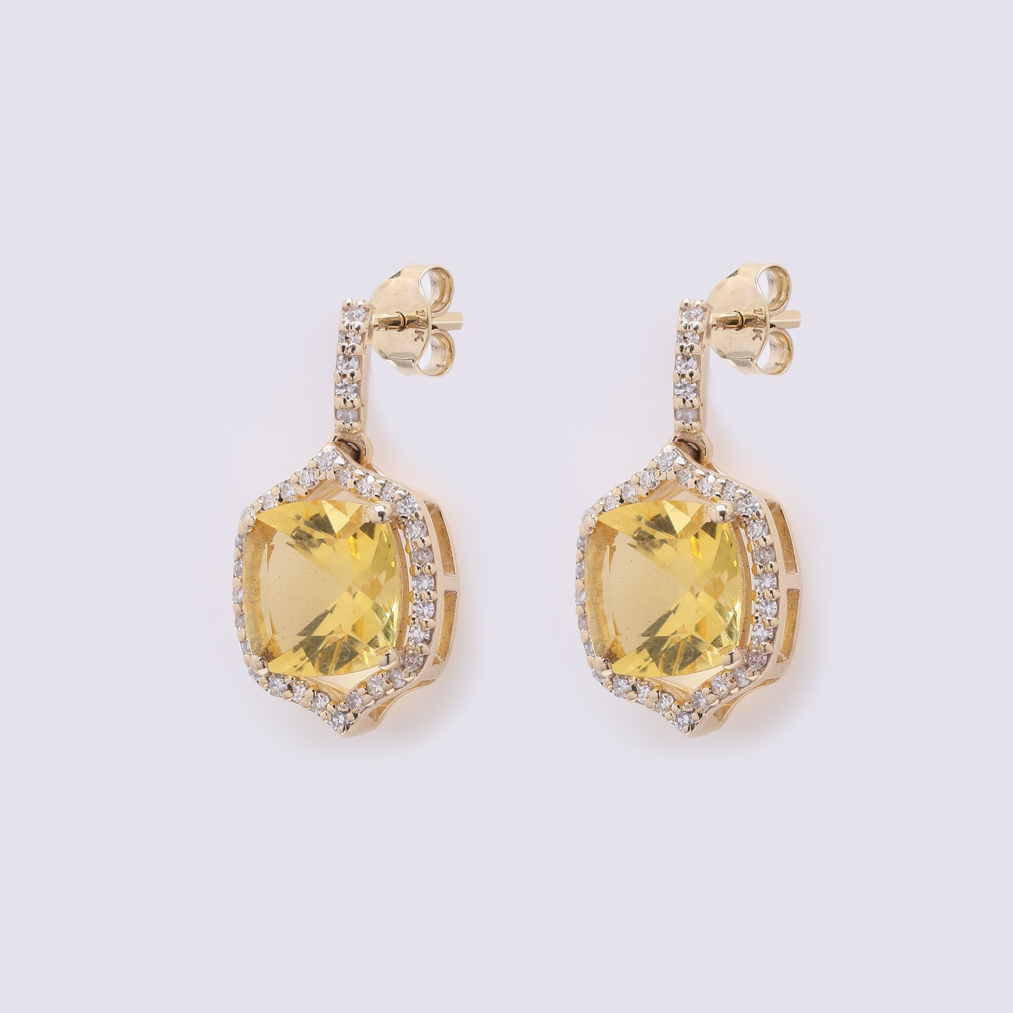 2.25 Ct Cushion Mixed Cut Natural Fire Opal 14K Gold Earrings