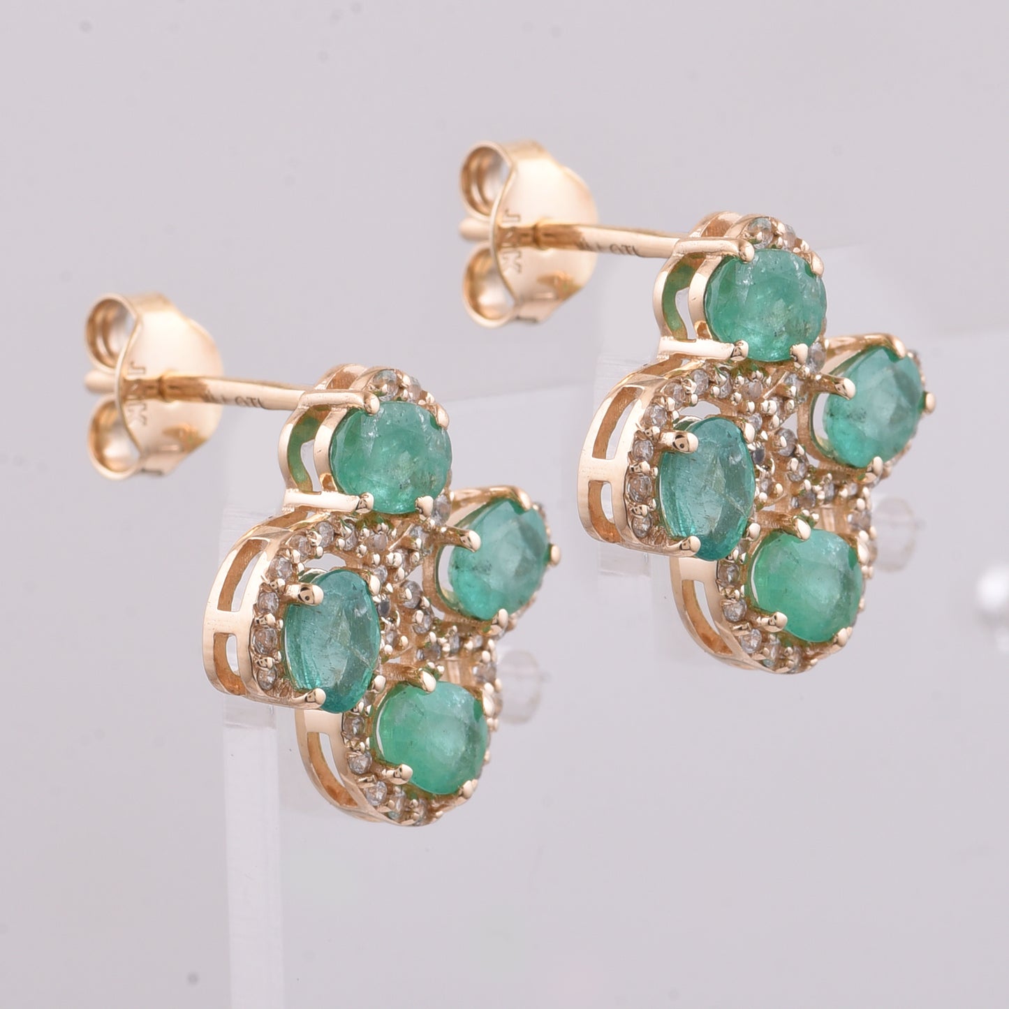 1.85 Ct Oval Natural Emerald 14K Gold Earrings