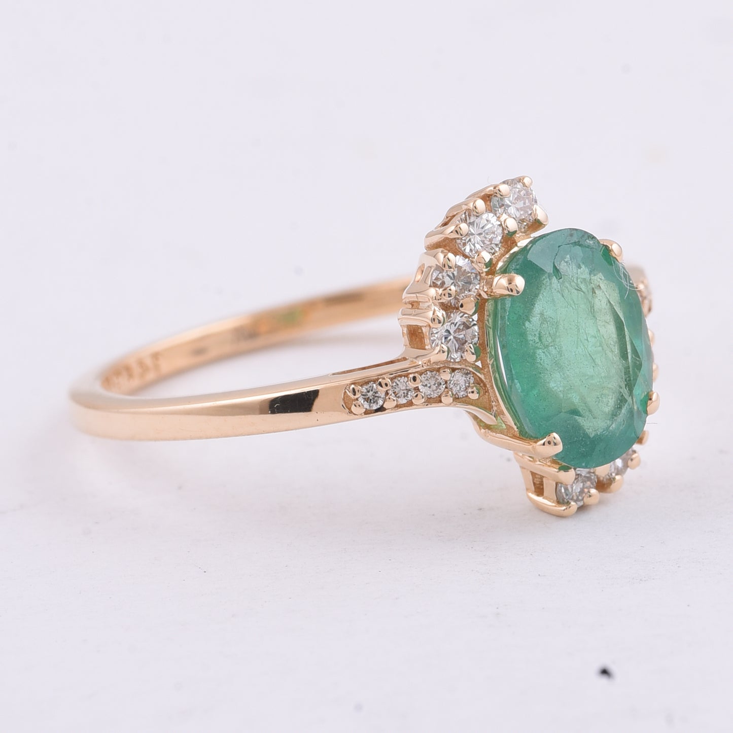 1.36 Ct Oval Natural Emerald 14K Gold Ring