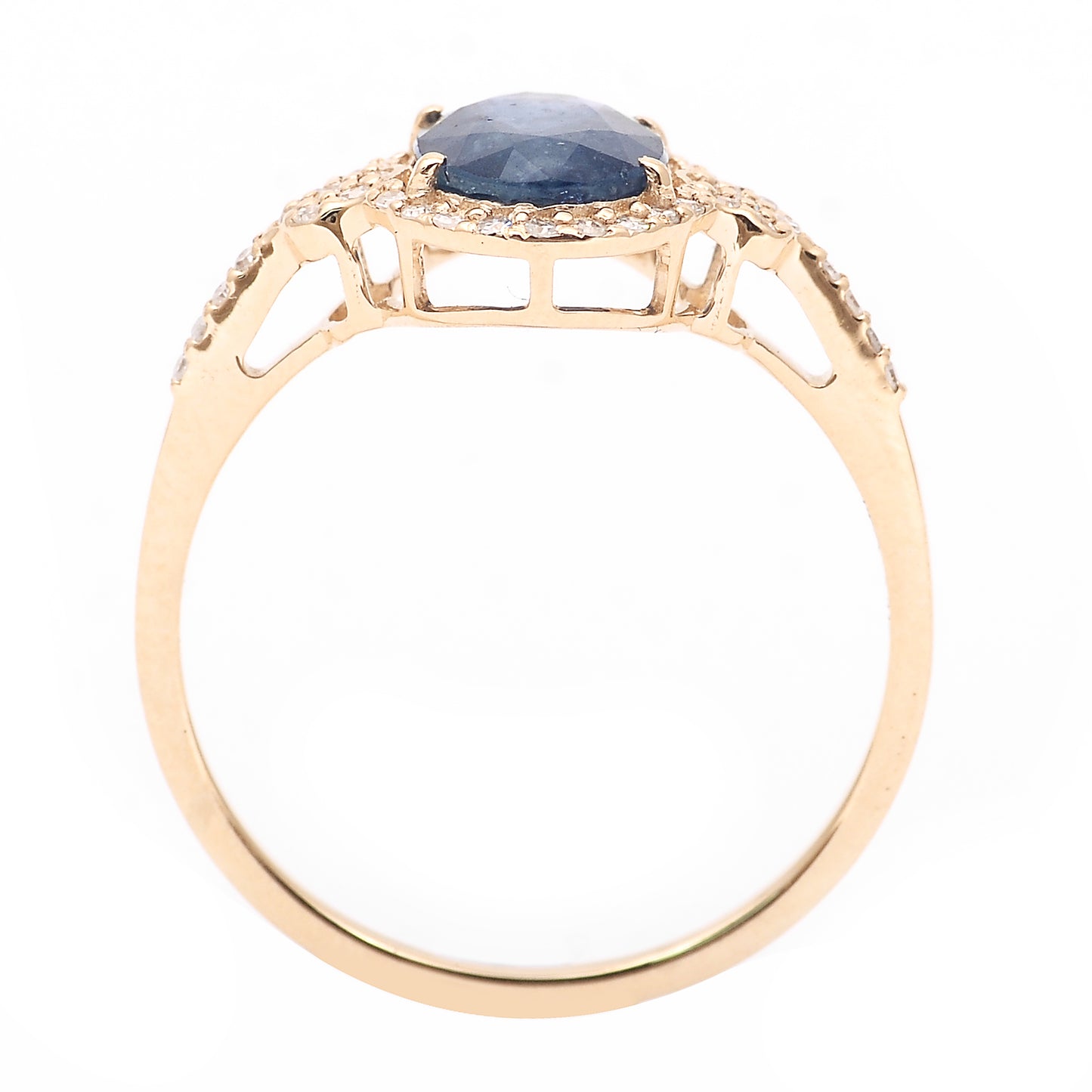 1.79 Ct Oval Mixed Cut Natural Sapphire 14K Gold Ring