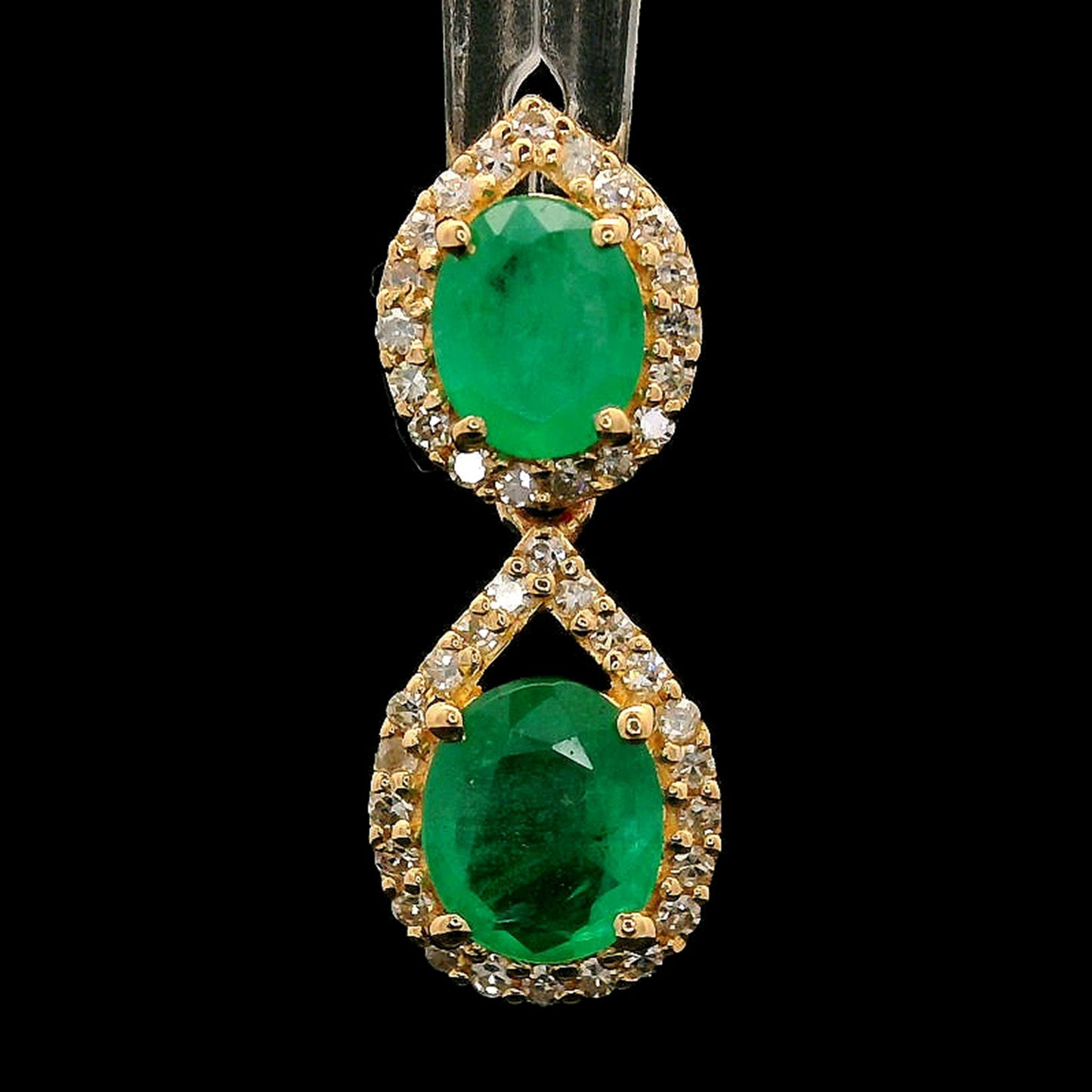 0.92 Ct Oval Mixed Cut Natural Emerald 14K Gold Pendant