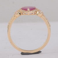 1.49 Ct Pear Ruby 9K Gold Ring