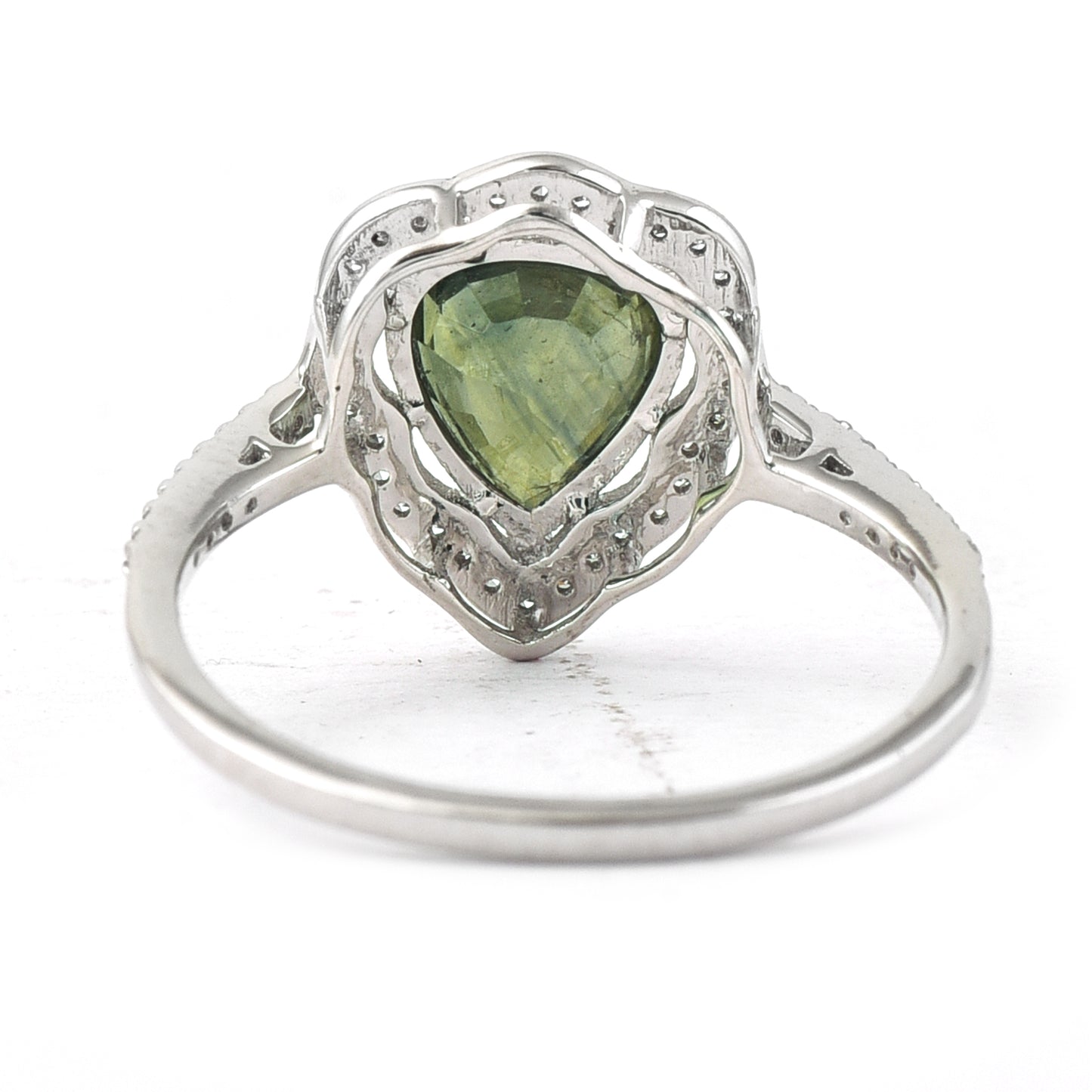 1.97 Ct Pear Mixed Cut Natural Green Sapphire 950 Platinum Ring