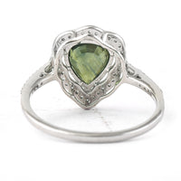 1.97 Ct Pear Mixed Cut Natural Green Sapphire 950 Platinum Ring