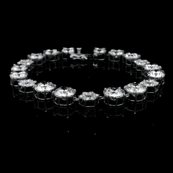 25.42 Ct Round Lab Grown Diamond 14K Gold Bracelet