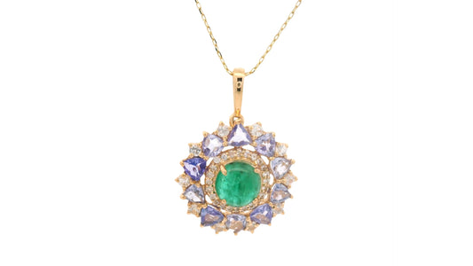 2.13 Ct Round Emerald 14K Gold Pendant