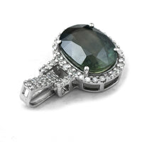3.24 Ct Oval Mixed Cut Natural Green Sapphire 950 Platinum Pendant