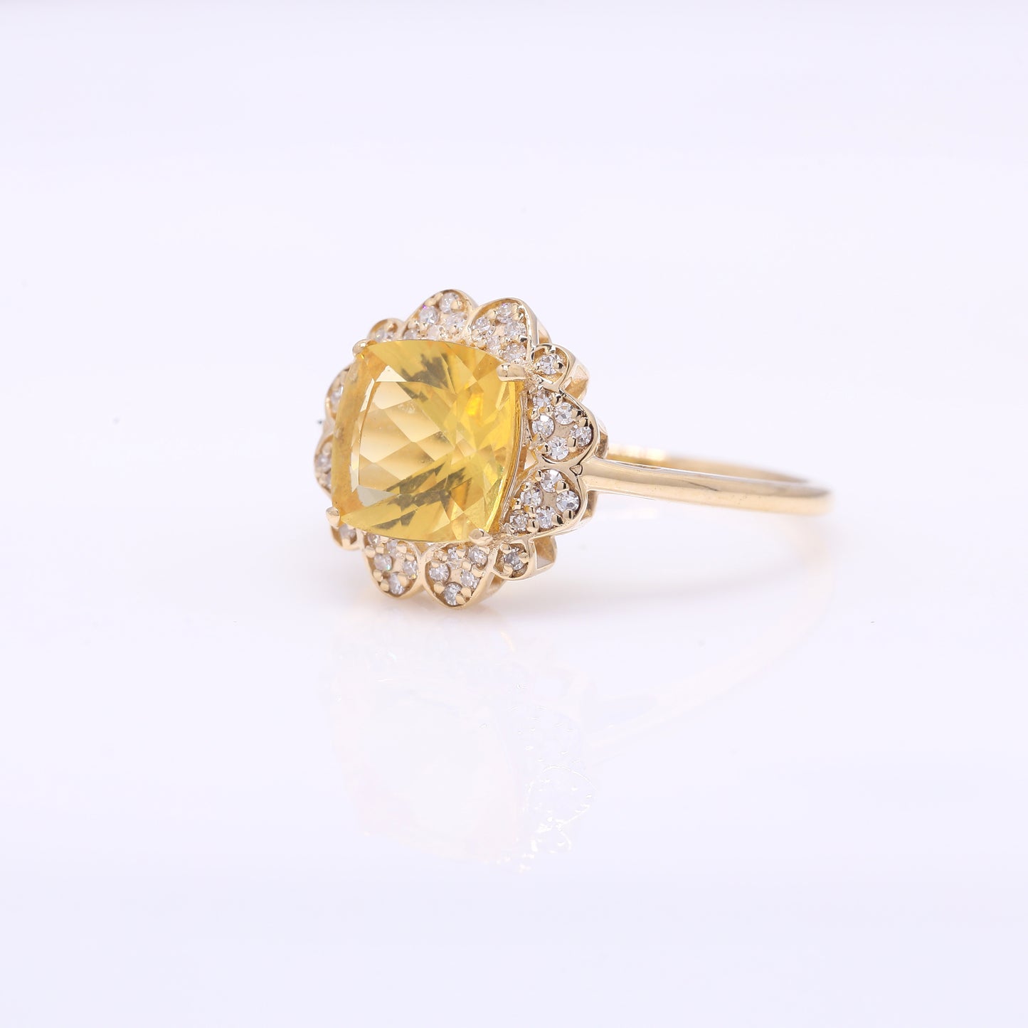 1.57 Ct Cushion Mixed Cut Natural Fire Opal 14K Gold Ring