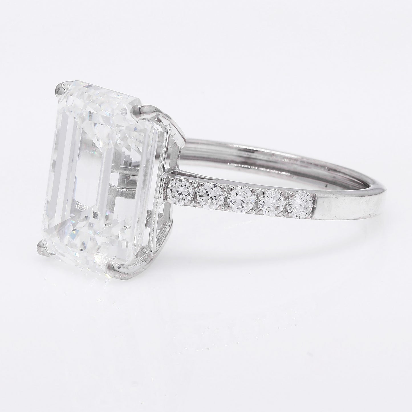 7.19 Ct Emerald Cut Lab Grown Diamond 14K Gold Ring