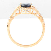 2.52 Ct Oval Mixed Cut Natural Sapphire 14K Gold Ring
