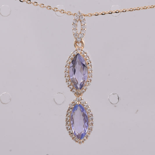 1.00 Ct Marquise Tanzanite 9K Gold Pendant