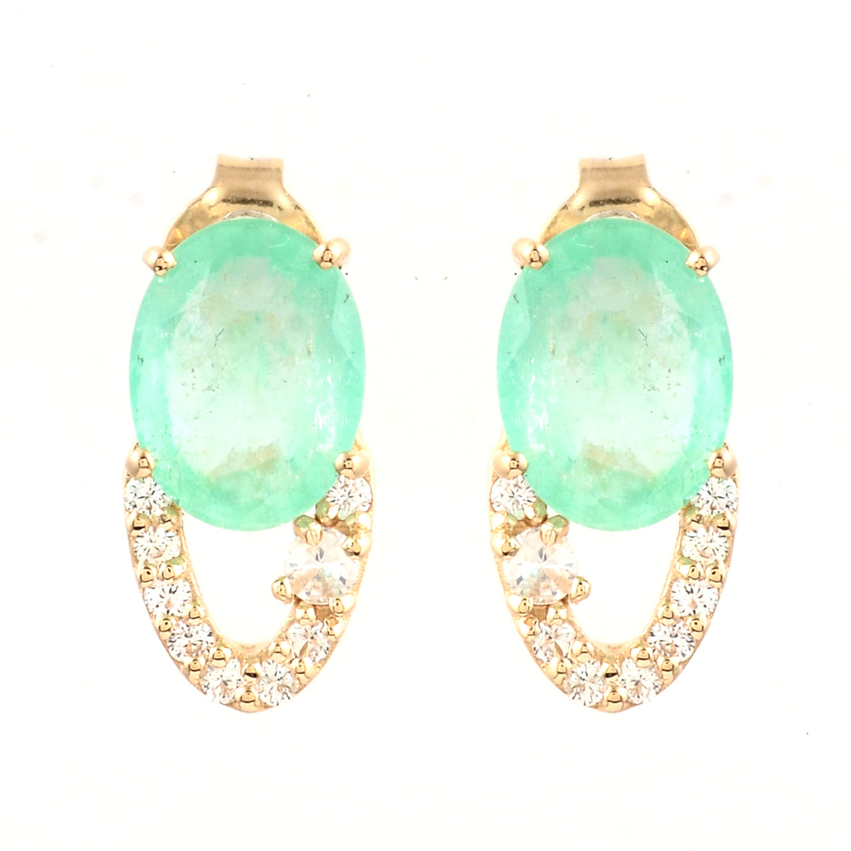 2.86 Ct Oval Emerald 14K Gold Earrings