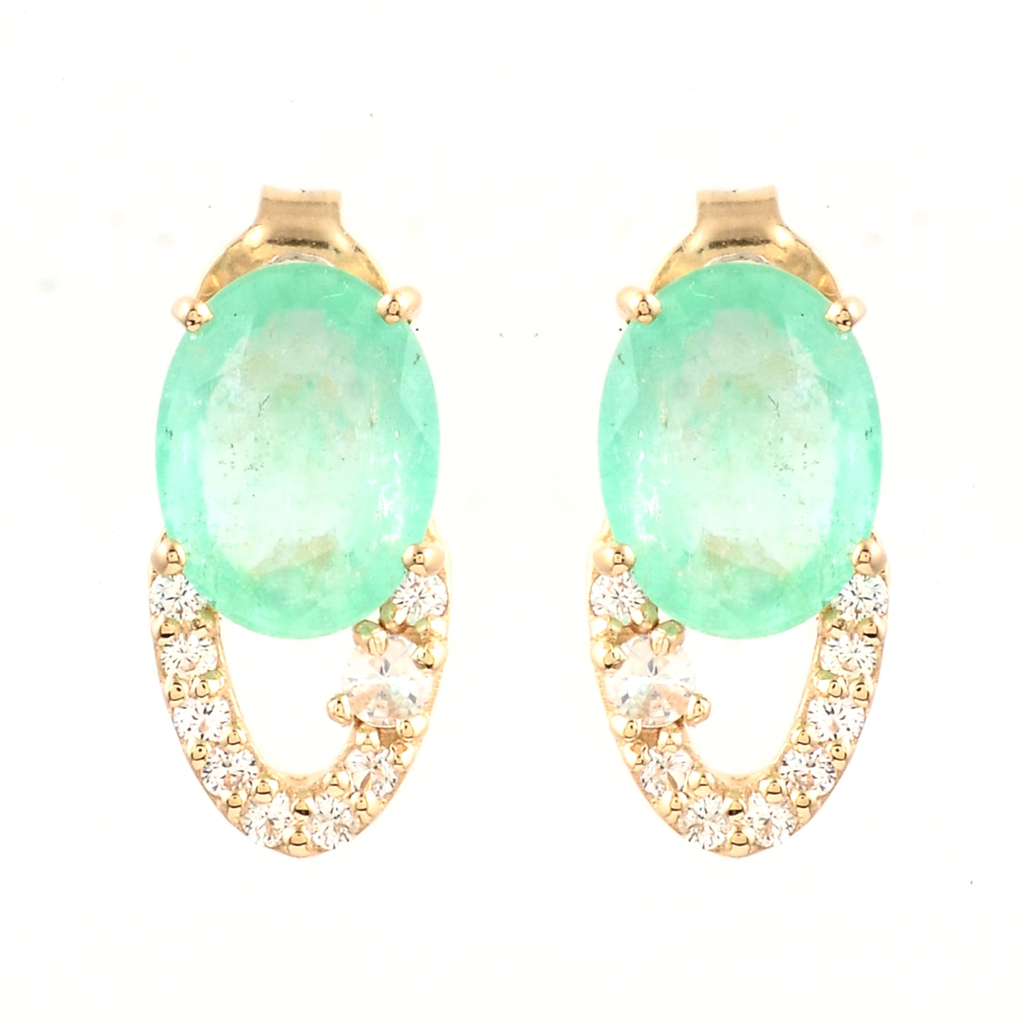 2.86 Ct Oval Emerald 14K Gold Earrings