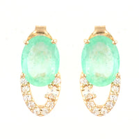 2.86 Ct Oval Emerald 14K Gold Earrings