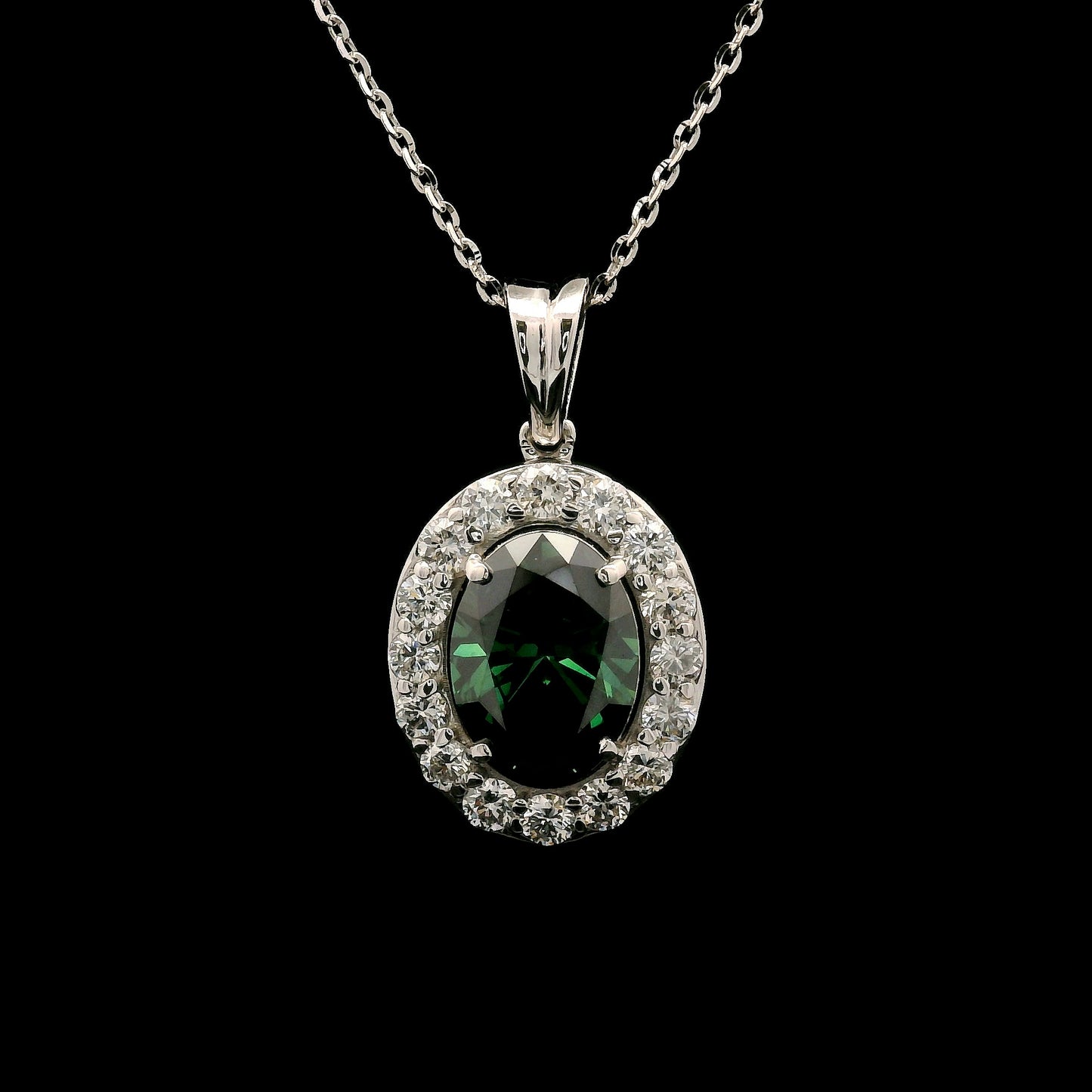2.05 Carats Green Lab Grown Diamond 14K Gold Pendant