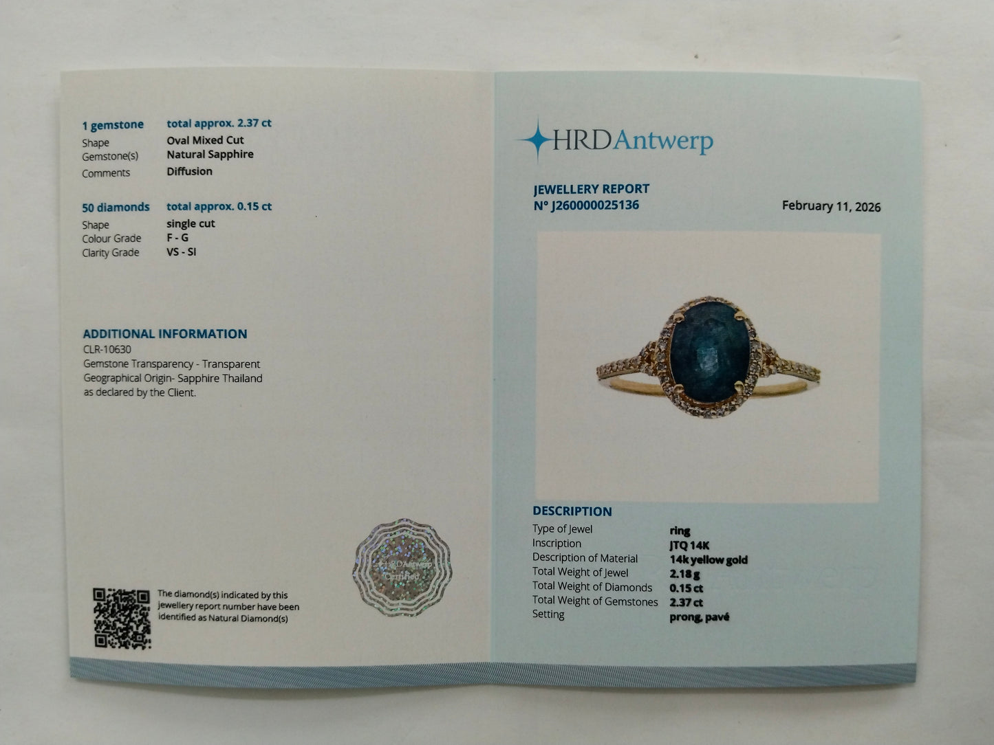 2.52 Ct Oval Mixed Cut Natural Sapphire 14K Gold Ring