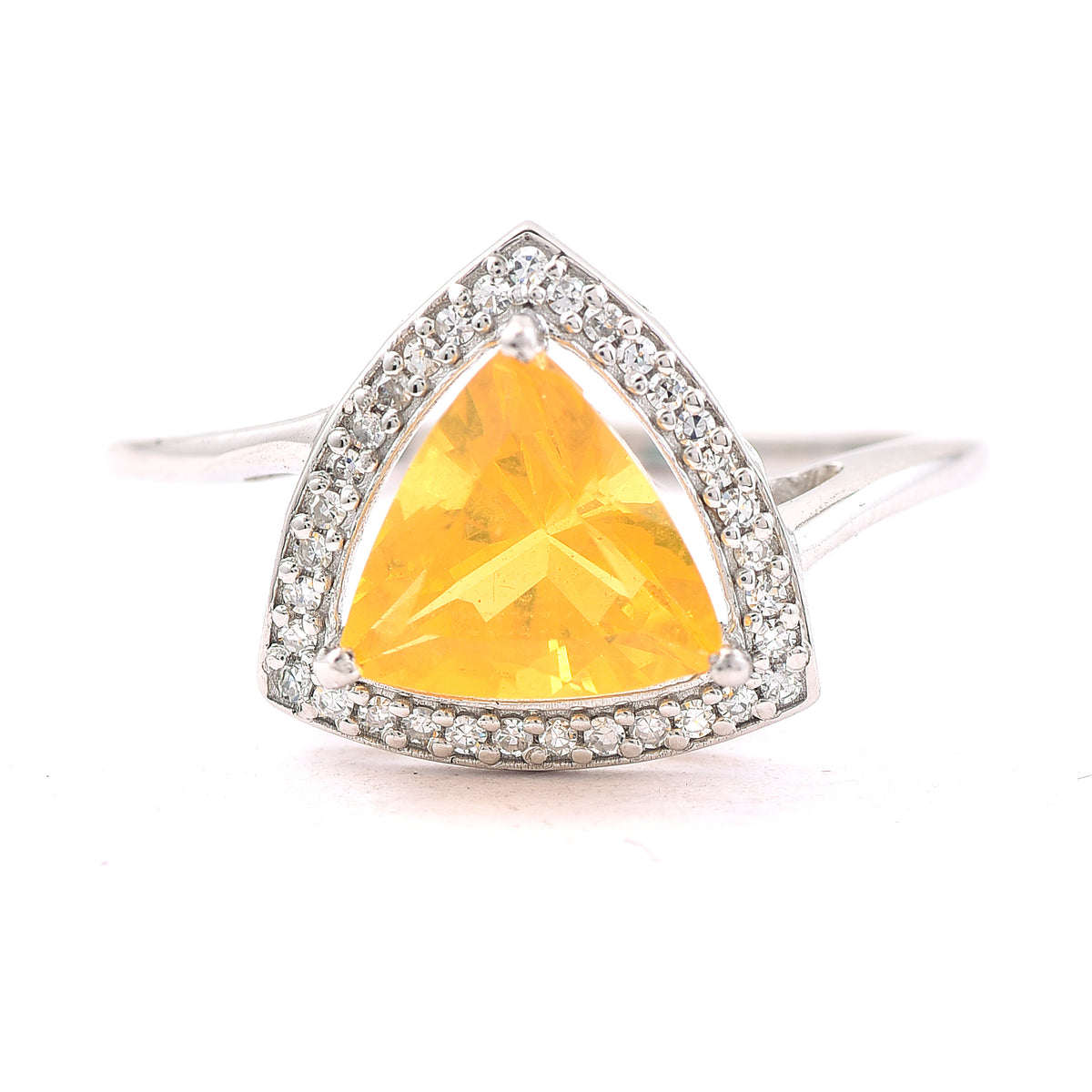 1.09 Ct Triangle Mixed Cut Natural Fire Opal 950 Platinum Ring