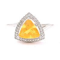 1.09 Ct Triangle Mixed Cut Natural Fire Opal 950 Platinum Ring