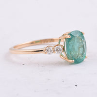 2.12 Ct Oval Natural Emerald 14K Gold Ring