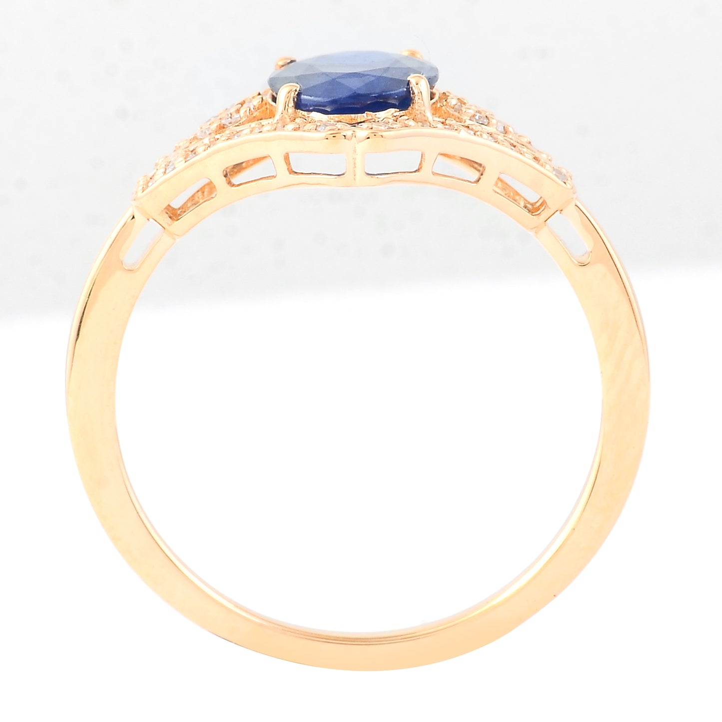1.36 Ct Oval Mixed Cut Natural Sapphire 14K Gold Ring