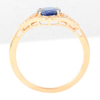 1.36 Ct Oval Mixed Cut Natural Sapphire 14K Gold Ring