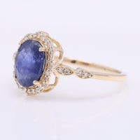 2.11 Ct Oval Mixed Cut Natural Sapphire 14K Gold Ring