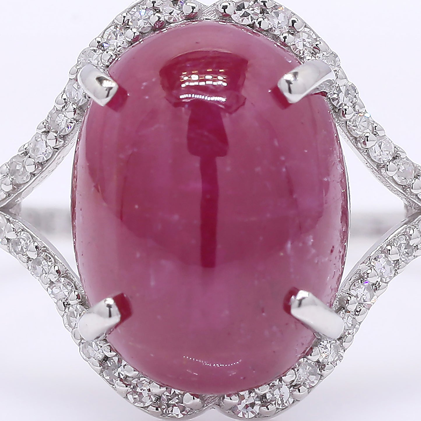 6.74 Ct Oval Cabochon Cut Natural Ruby 950 Platinum Ring