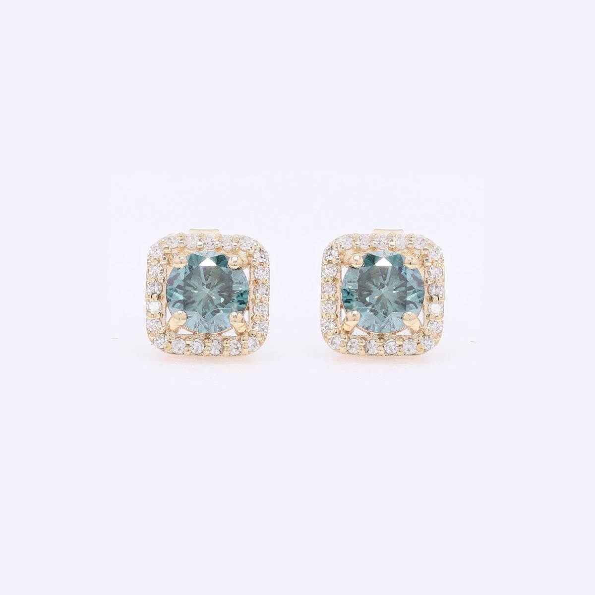 0.99 Ct Round Blue Diamond 14K Gold Earrings
